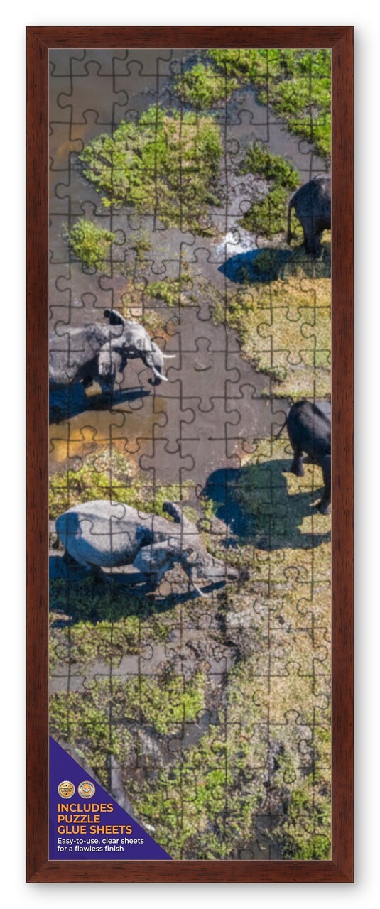 CustomPictureFrames.com Solid Wood Round Mat Puzzle Frame - Multiple Sizes - Black Precision-Cut Mat - Adhesive Preservation Sheets - Assembled in USA Made in the USA